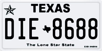 TX license plate DIE8688