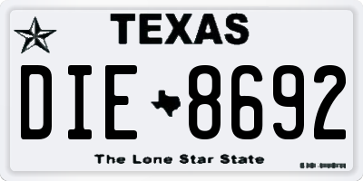 TX license plate DIE8692