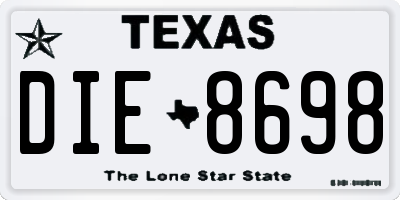 TX license plate DIE8698