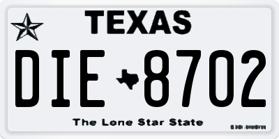 TX license plate DIE8702