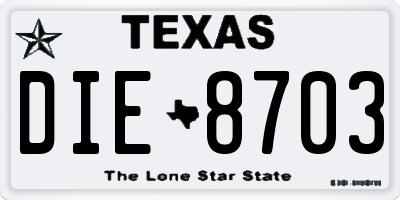 TX license plate DIE8703