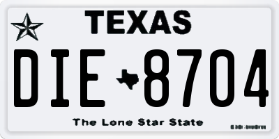 TX license plate DIE8704