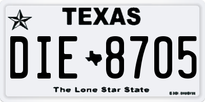 TX license plate DIE8705