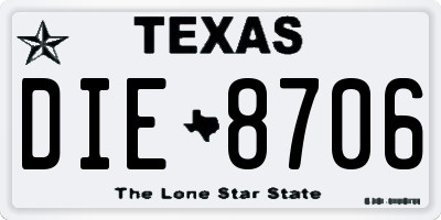 TX license plate DIE8706