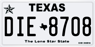 TX license plate DIE8708