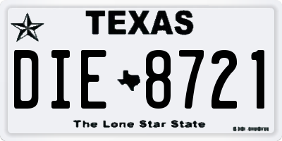 TX license plate DIE8721