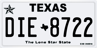 TX license plate DIE8722