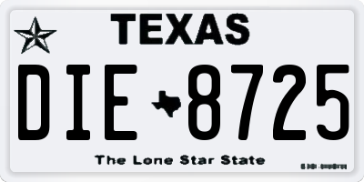 TX license plate DIE8725