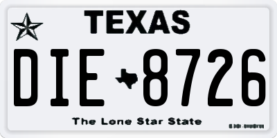 TX license plate DIE8726