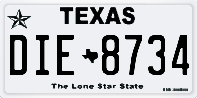 TX license plate DIE8734