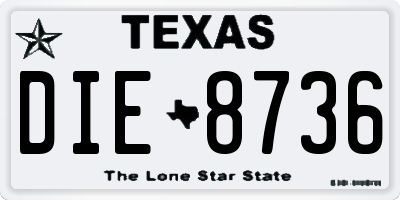 TX license plate DIE8736