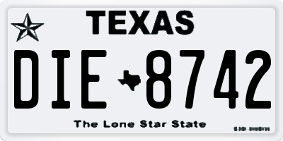 TX license plate DIE8742