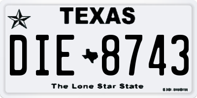 TX license plate DIE8743
