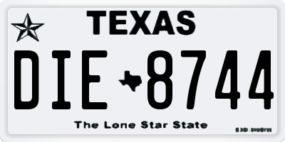 TX license plate DIE8744