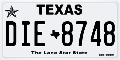 TX license plate DIE8748