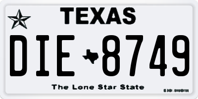 TX license plate DIE8749
