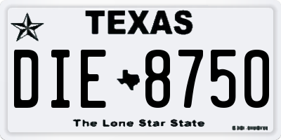 TX license plate DIE8750