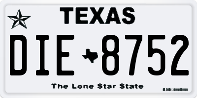 TX license plate DIE8752