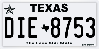 TX license plate DIE8753