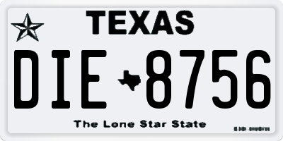 TX license plate DIE8756