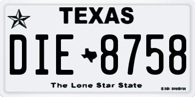 TX license plate DIE8758