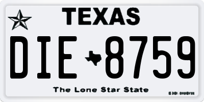 TX license plate DIE8759