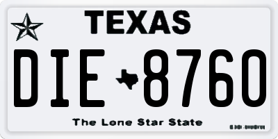 TX license plate DIE8760