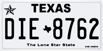 TX license plate DIE8762