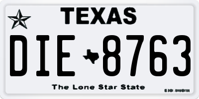 TX license plate DIE8763