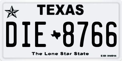 TX license plate DIE8766