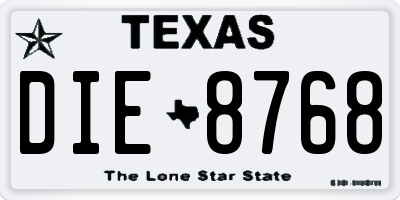 TX license plate DIE8768