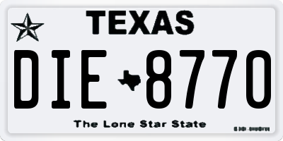 TX license plate DIE8770