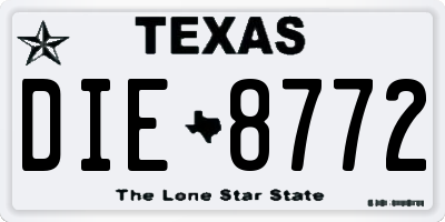 TX license plate DIE8772