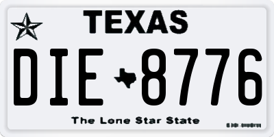 TX license plate DIE8776
