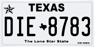 TX license plate DIE8783
