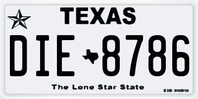TX license plate DIE8786
