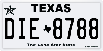 TX license plate DIE8788