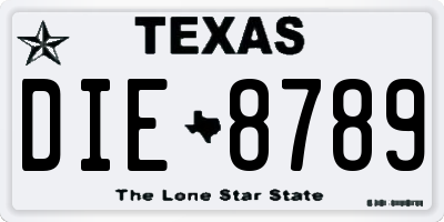 TX license plate DIE8789