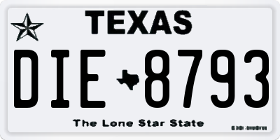 TX license plate DIE8793