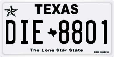 TX license plate DIE8801