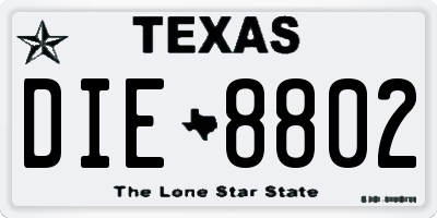 TX license plate DIE8802