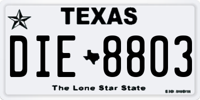TX license plate DIE8803