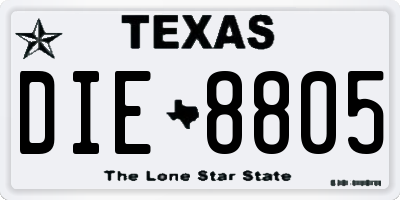 TX license plate DIE8805