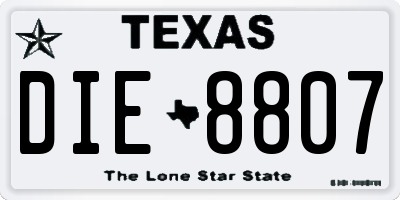 TX license plate DIE8807