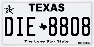 TX license plate DIE8808