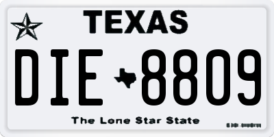 TX license plate DIE8809