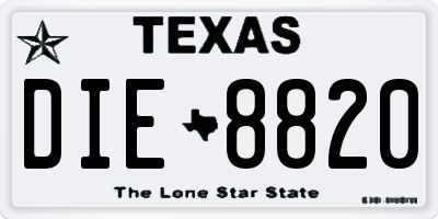 TX license plate DIE8820