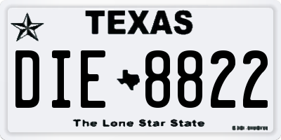TX license plate DIE8822