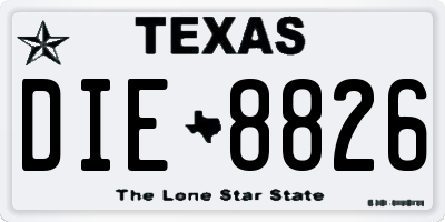 TX license plate DIE8826