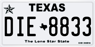 TX license plate DIE8833